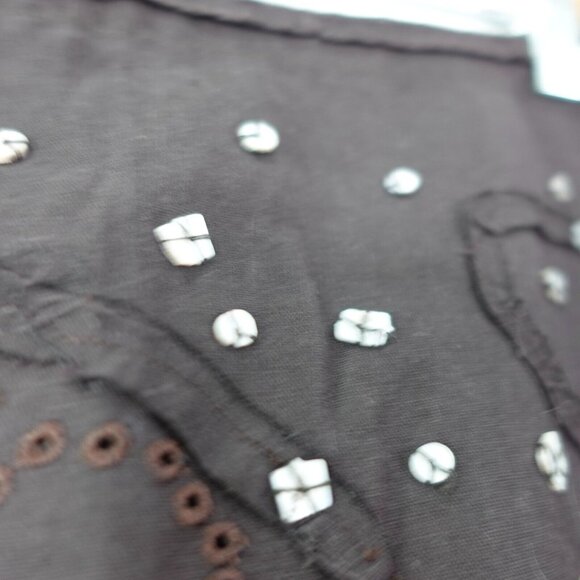 NOUGAT LONDON Linen Skirt Womens 10 Medium Brown Beaded Eyelet Light Boho Fairy - Picture 8 of 14